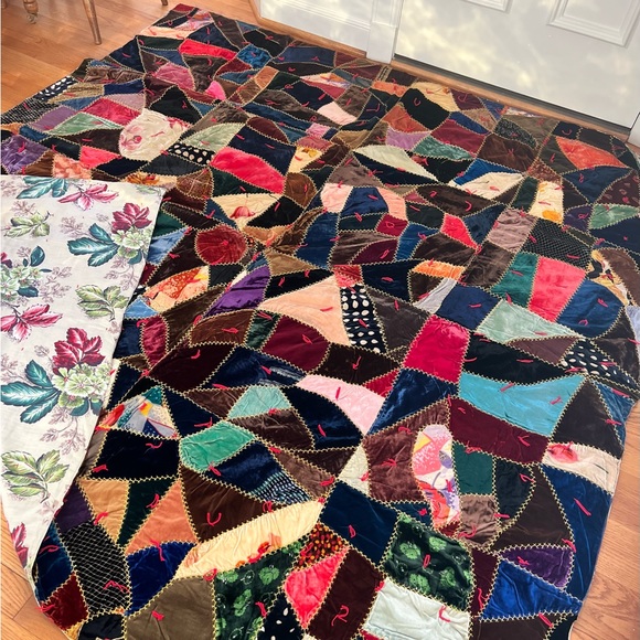 Bedding Vintage Velvet Crazy Quilt Poshmark